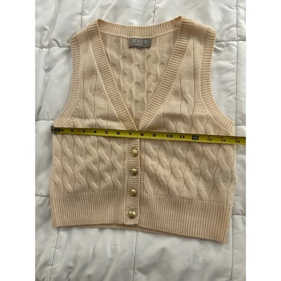J-Crew Cashmere ButterCream cropped cable-knit sweater-vest Size XS/S - Picture 5 of 10